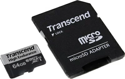 Карта памяти Transcend TS64GUSD350V microSDXC Memory Card 64Gb UHS-I U1 + microSD-- SD Adapter