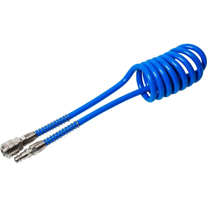 Шланг спиральный пневматический с БРС 10x6.5 мм, 2 м, синий NBPT 82958