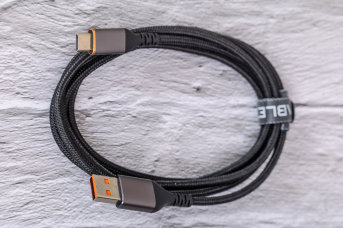Кабель CABLETIME CA50H (CT-AMCM5A-AG1) 1 м, 5A USB A до USB C, нейлоновый, черный