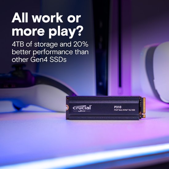 Накопитель SSD M.2 2280 M PCI Express 4.0 x4 Crucial 1Tb P310 CT1000P310SSD5 7100/6000 MBps QLC