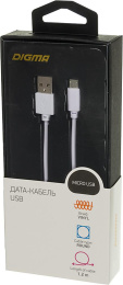 Кабель Digma micro USB (m) -  USB (m),  1.2м,  2A,  белый [microusb-1.2m-wh]