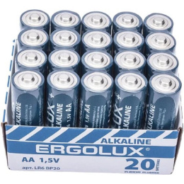 Ergolux Alkaline LR6 BP-20 ПРОМО, LR6 BP20PR, пальчиковая батарейка 1.5В 20 шт. в уп-ке (15980)