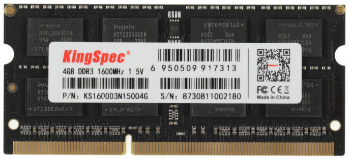 Оперативная память KINGSPEC KS1600D3N15004G DDR3 -  1x 4ГБ 1600МГц, для ноутбуков (SO-DIMM),  Ret