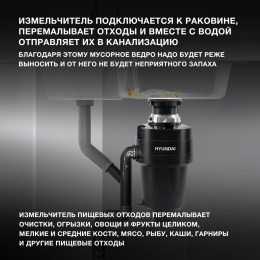 Измельчитель Hyundai HFWD 12560 560Вт черный/черный