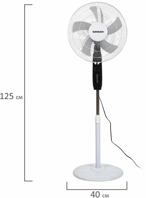 Вентилятор напольный Sonnen TF 45W-40-520 45Вт скоростей:3 ПДУ белый/черный (454788)