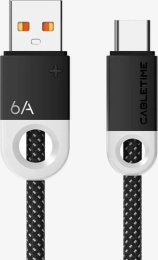 Кабель USB A CABLETIME CAP1H (CT-AMCM6A-PBW1) 1 м, черный, USB-A на USB-C для быстрой зарядки смартфонов