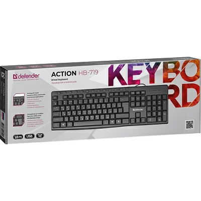 Клавиатура Defender Action HB-719 USB 104КЛ+13КЛ М/Мед 45719