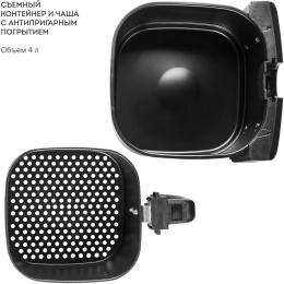 Аэрогриль Galaxy Line GL2528 с функцией сушки овощей и фруктов, 2000Вт, съемный контейнер 4л, 5 программ приготовления, регулировка температуры от 40 до 200°С, сенсорная панель управления, таймер на 60 минут, led-дисплей, нагревательный элемент из нержав