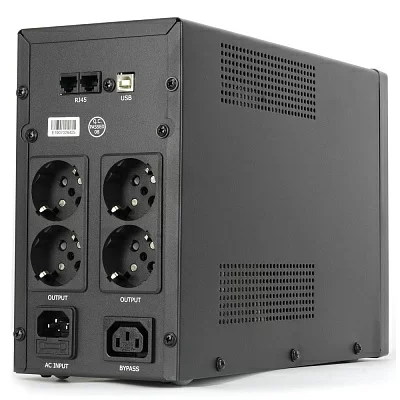 UPS CROWN CMU-SP2000EURO USB 2000VA/1200W, металл, 2x12V/9AH, розетки 4*EURO+1*IEC bybass, трансформатор AVR 140-290V, съёмный кабель 1.8 м, фильтр телефонной и ethernet линии RJ-11/45, USB-порт, защита батареи, от перегрузки, от КЗ, П