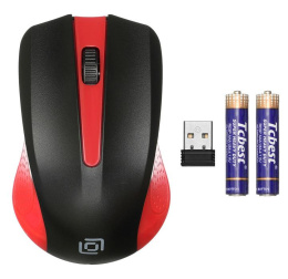 Мышь Оклик 485MW черный/красный оптическая 1600dpi беспров. USB для ноутбука 3but (997828)