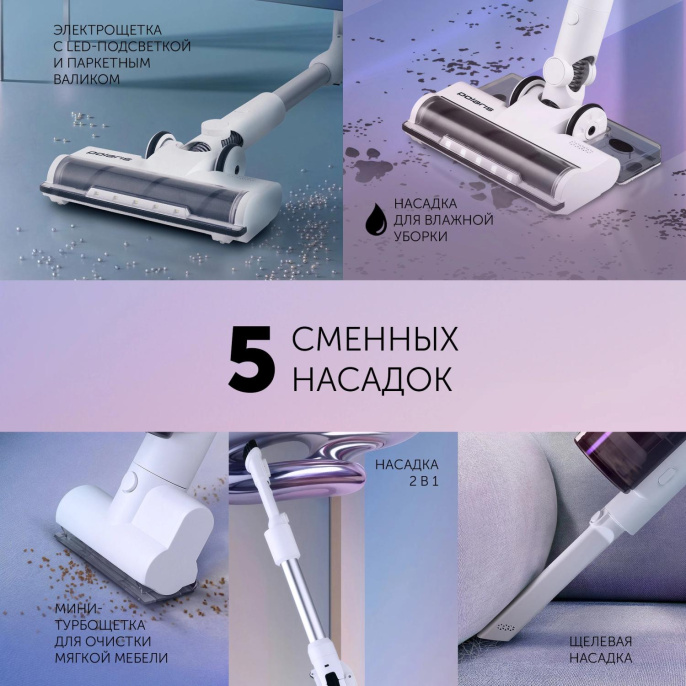 Вертикальный пылесос (handstick) Polaris FusionPro PVCS 4010, 450Вт, белый/белый