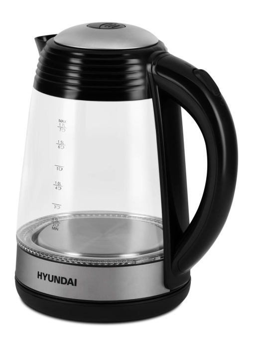 Чайник электрический Hyundai HYK-G3803 1.7л. 2200Вт черный/серебристый корпус: стекло