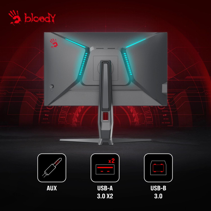 27" Монитор BLOODY MN271Q,  2560x1440,  IPS,  180Гц,  2хHDMI,  2хDP,  серый