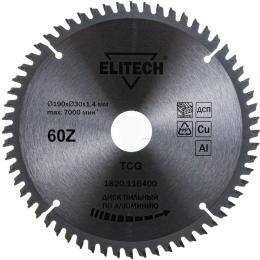 Диск пильный по алюминию 190х30х1.4 мм; 60Z ELITECH 195626