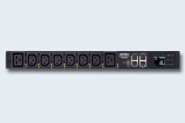 ATEN PG6308G-AT Устройство распределения питания, с управлением, 32A, 7.68kW, 8 портов, 1 банк, IP доступ, ввод IEC 60309, 6*C13+2*C19;монитор. V / A / кВт / кВт·ч по банку/устройству;вкл/выкл по портам;без шнуров