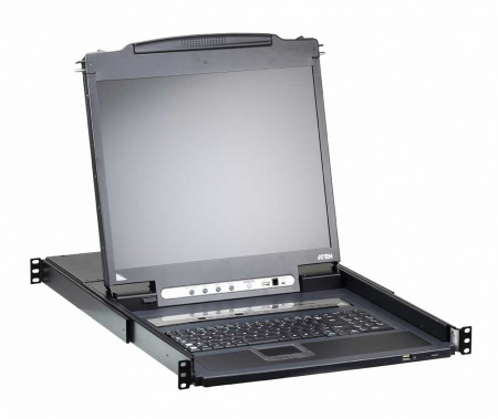 KVM консоль ATEN 19" 1-Local/Remote Share Access 8-Port PS/2-USB VGA Single Rail LCD KVM over IP switch CL5708IN-ATA-RG