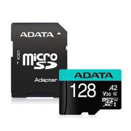 Карта памяти microSDXC UHS-I U3 A-Data Premier Pro 128 ГБ, 100 МБ/с, Class 10, AUSDX128GUI3V30SA2-RA1, 1 шт., переходник SD