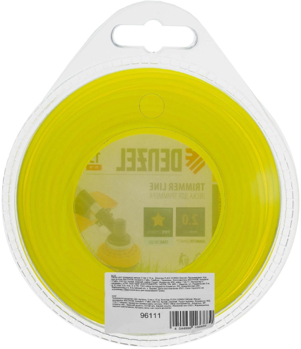 Леска для садовых триммеров DENZEL 96111,  2мм, 15м