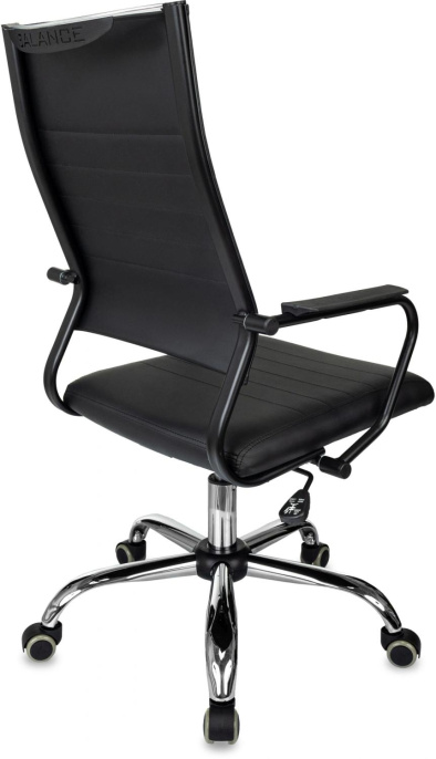 Кресло руководителя Бюрократ CH BALANCE SL PU, экокожа, до 150кг, топ-ган, фиксированные подлокотники,  черный