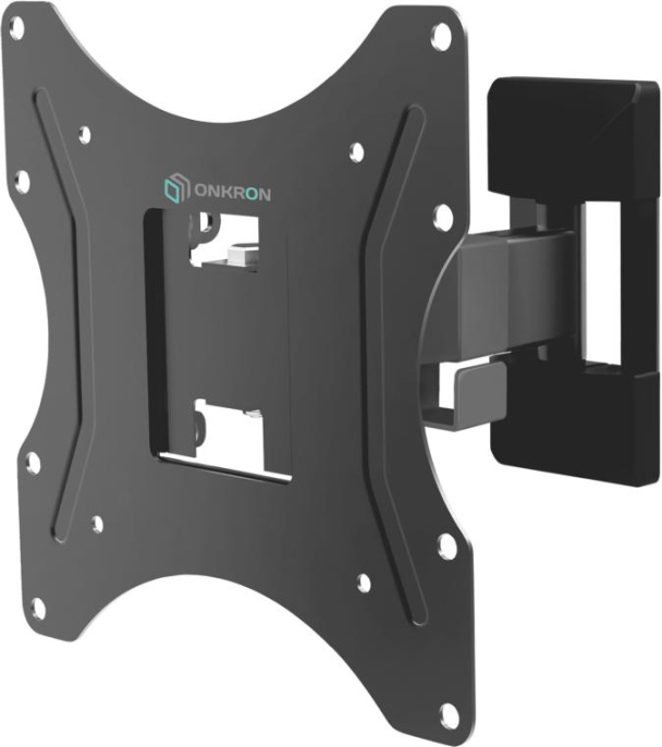Кронштейн ONKRON/ 17-43" макс. 200*200, 1 колено, наклон -2º+12º, поворот 80º макс от стены 35-205мм, черный