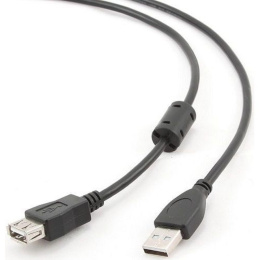 Кабель удлинитель USB 2.0 Pro Filum FL-CPro-U2-AM-AF-F1-1.8M, 1.8 м., ферритовое кольцо, черный раз