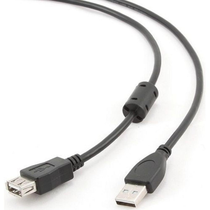 Кабель удлинитель USB 2.0 Pro Filum FL-CPro-U2-AM-AF-F1-1.8M, 1.8 м., ферритовое кольцо, черный раз