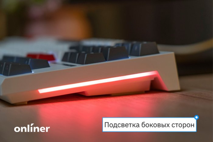 Клавиатура Royal Kludge RK-R87 White/Gray/Red белый/серый/красный, механическая, проводная, горячая замена клавиш, подсветка RGB, синие свичи