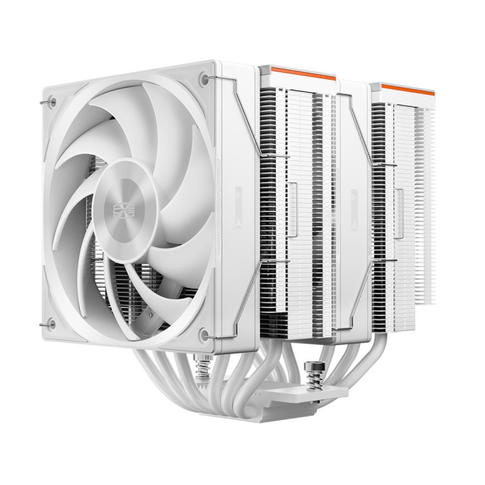 Кулер для процессора PCCooler RZ620 WH 260W, 4-pin PWM, 158mm, Al/Cu, 6x6mm, 2x120mm, 86.73CFM, 32dBA, 1800RPM, S: 1851/1700/1200/115X, AM5/AM4, white