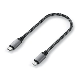 Кабель Satechi USB-C to Lightning MFI Cable. Длина кабеля: 25 см. Цвет: серый космос. (ST-TCL10M)