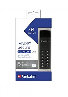 Usb накопитель Verbatim KEYPAD SECURE USB 3.0 With 256-bit AES Hardware Encryption 64Gb, USB-A