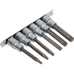 Набор головок-бит разнопрофильных Spline-Torx на планке (6 шт; 1/2") Forsage F-40918L(46632)