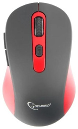 Gembird MUSW-221-R {Мышь беспров., чёрный/красный, 5кн.+колесо-кнопка, 800/1200/1600DPI, 2.4ГГц, трехуровневая система энергосбережения}
