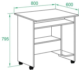 Стол компьютерный Сокол КСТ-10.1, ЛДСП, дуб сонома