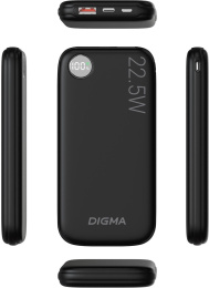 Внешний аккумулятор (Power Bank) Digma DGPF10B,  10000мAч,  черный [dgpf10b22pbk]