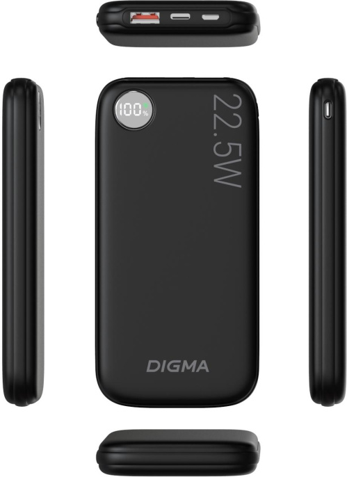 Внешний аккумулятор (Power Bank) Digma DGPF10B,  10000мAч,  черный [dgpf10b22pbk]