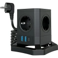 Сетевой фильтр QUMO Power Block System PD1 12SP5U P-0003, 5 розеток, 2500 Вт, 10A, кабель 2м 3*1 мм чистая медь, пожаробезопасный пластик, евровилка, 2 USB порта 2,4A + USB-C 30W 42087
