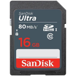SecureDigital 16GB SanDisk SDHC Class 10 UHS-I Ultra 80MB/s (SDSDUNS-016G-GN3IN)