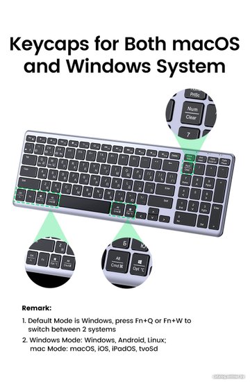 Клавиатура беспроводная UGREEN KU005 15956 2.4GHz Bluetooth5.0 Ultra Slim Wireless Keyboard. Цвет: серебристый