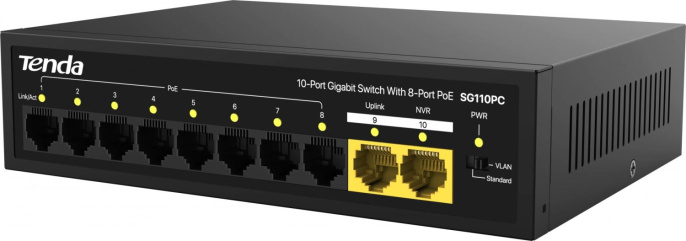 Коммутатор TENDA SG110PC, неуправляемый