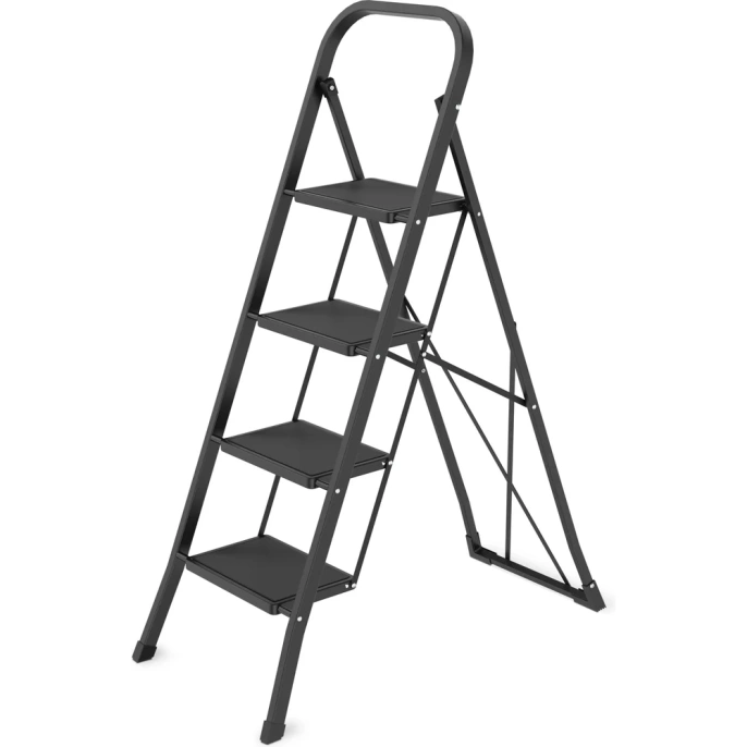 Стремянка Hausmann 4 ступени, черная HM-WK6018F-4A Djimara
