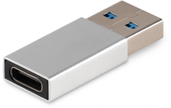 Адаптер USB3.0 Buro BU-USB3-Am-Cf,  USB A(m) (прямой) -  USB Type-C (f) (прямой),  пакет,  серебристый