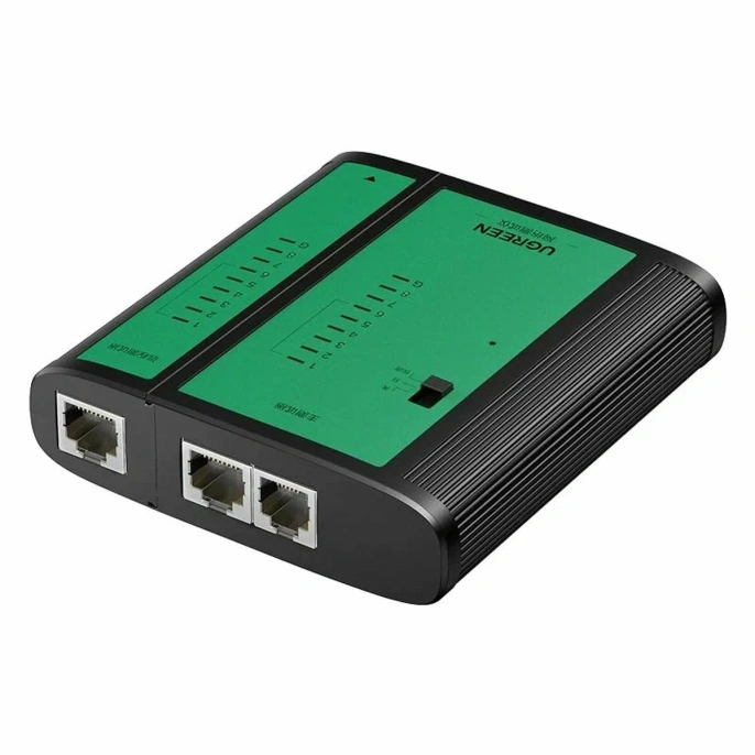 Тестер сетевых и телефонных кабелей UGREEN NW167 10950 Network& Telephone Cable Tester. Цвет: черно-зеленый 10950_