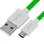 GCR QC Кабель 0.3m MicroUSB, быстрая зарядка, зеленый TPE, белые коннекторы, 28/22 AWG, GCR-53282