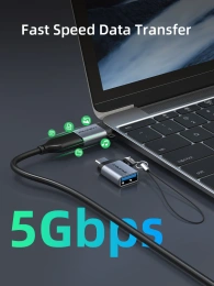 Адаптер CABLETIME CP71G (CT-OTG-CMAF-AGL) USB-C Male to USB3.0 A Female OTG С петлей для шнурка. Алюминий