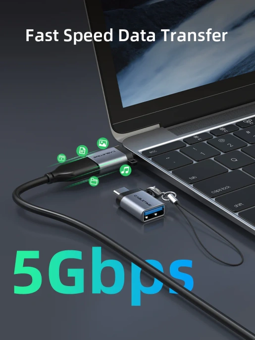 Адаптер CABLETIME CP71G (CT-OTG-CMAF-AGL) USB-C Male to USB3.0 A Female OTG С петлей для шнурка. Алюминий