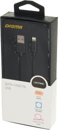 Кабель Digma Lightning (m) -  USB (m),  2м,  2A,  черный [light-2m-blk]