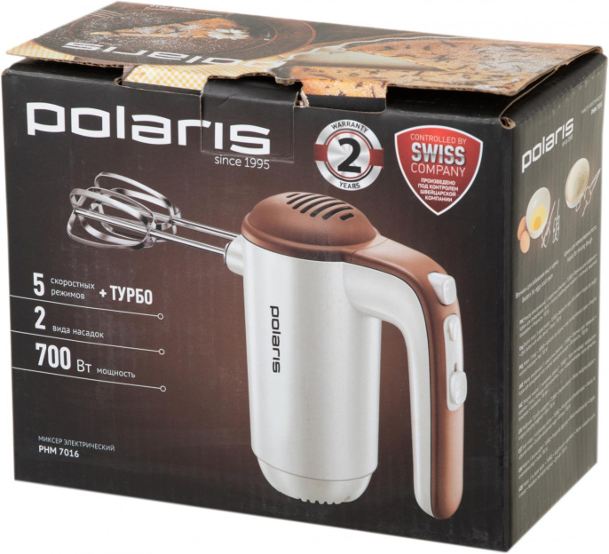 Миксер ручной Polaris PHM 7016 700Вт белый