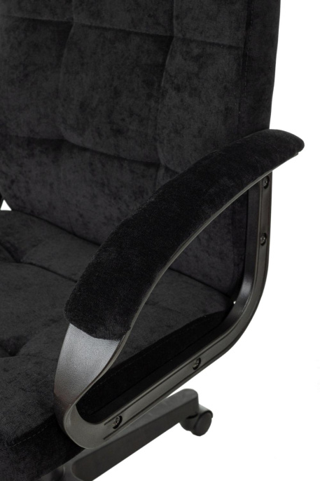 Кресло руководителя Бюрократ CH 002, ткань, до 120кг, топ-ган, фиксированные подлокотники,  черный
