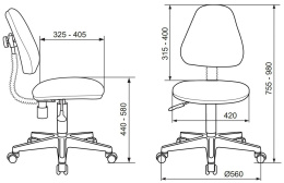 Кресло детское Бюрократ KD-4, ткань, до 100кг, пружинно-винтовой, голубой