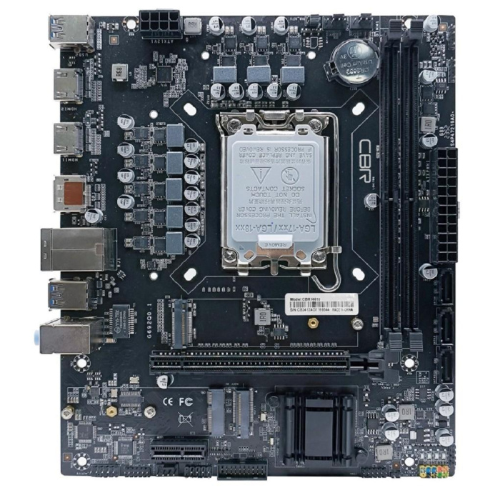 CBR H610 OEM { Chipset H610, Socket 1700, 2*DDR4, mATX, DP+2*HDMI, 1*PCIEx16,1*PCIEx1,2*M.2 NVME,SATA , 3*SATA3, 4*USB 2.0 + 2*USB3.0, LAN 1Gb} БЕЗ УПАКОВКИ ДЛЯ СБОРКИ! 20ШТ В КОРОБЕ
